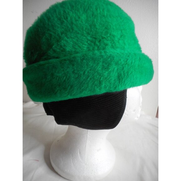 Vintage Bright Green Tyrolean / alpine Fedora like style hat w/ ear flaps - Picture 7 of 10